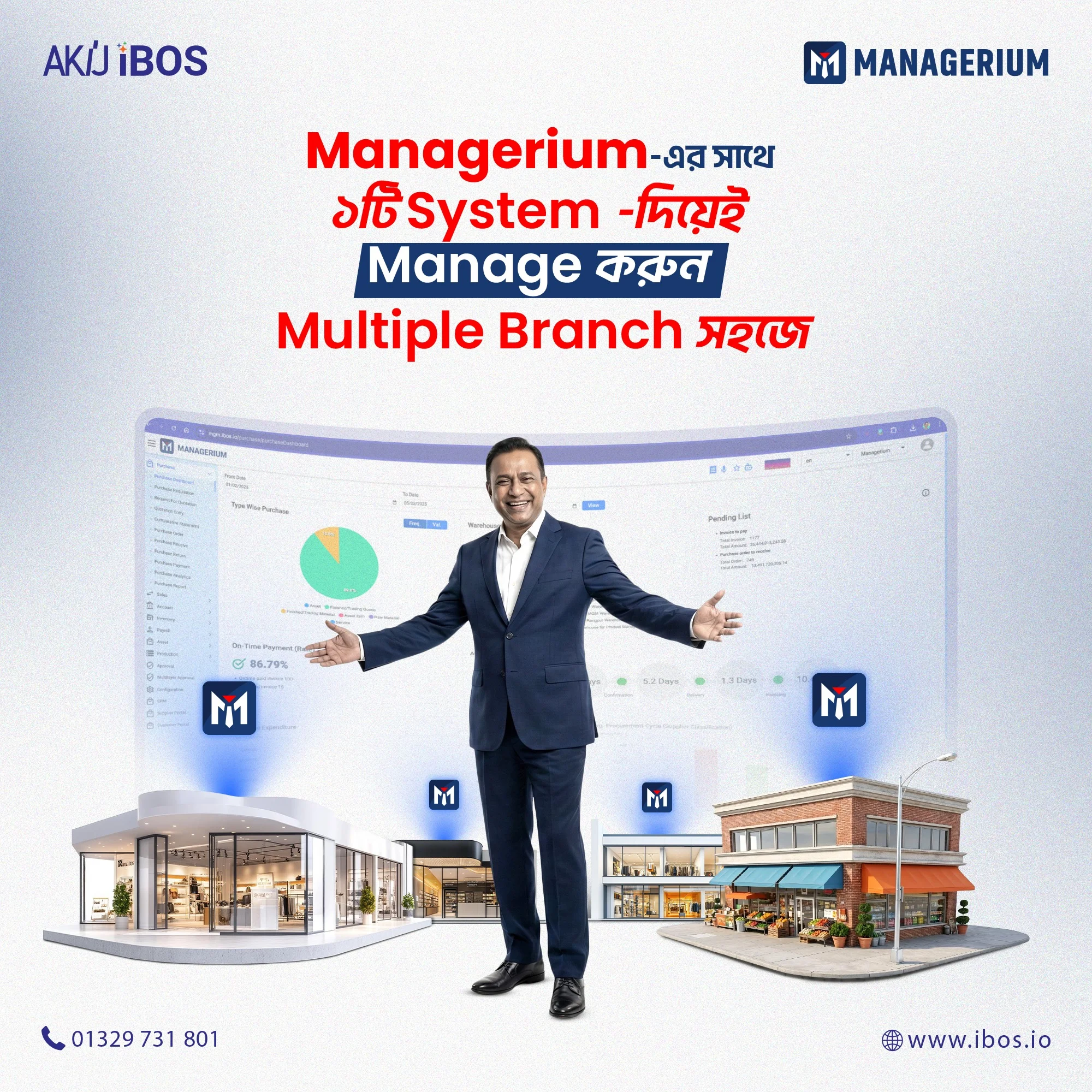 Managerium ERP software interface showing financial data